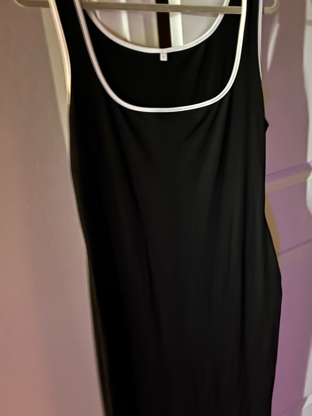 Black Sleeveless Dress with White Piping